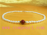 6-7mm rice shaped with red shell jewelry necklace